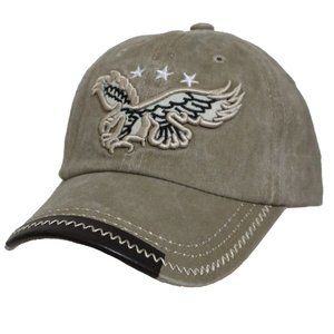 American Eagle Men Women Stone Washed Cotton Hat Baseball Cap Khaki